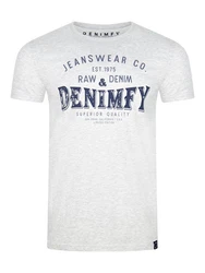 DENIMFY T-Shirt Herren Printshirt DFNuri Regular Fit Grau/Dunkelblau