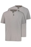 JP1880 T-Shirt Henleys Basic 2er-Pack Rundhals Knopfleiste Grau/Hellgrau
