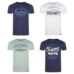 T-Shirt Herren Printshirt DFNuri Regular Fit (Vorteilspack, 4-tlg) Kurzarm Tee Shirt mit Rundhalsausschnitt aus 100% Baumwolle