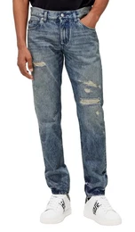 5-Pocket-Jeans Jeans Denim Hose Marble-effect Slim-Leg Pants S distressed Akzente,schmalen Beinen,Logoabzeichen auf der Gestasche.
