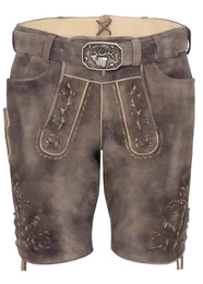 Trachtenlederhose Petersberg-Hose Herren Trachtenhose Lederhose kurzhose mit Grtel Ziegenvelour