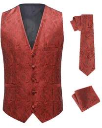 Anzugweste (3 tlg, mit Krawatte und Einstecktuch) Herren Anzugweste Jacquard Weste Krawatte Einstecktuch fr Hochzeit