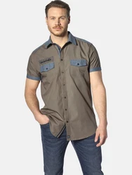 Jan Vanderstorm Kurzarmhemd HERKKO Grau/Khaki/Braun/Beige