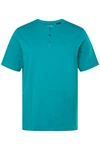 JP1880 T-Shirt Henley Basic Knopfleiste Türkis/Grün