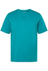 JP1880 T-Shirt Henley Basic Knopfleiste Türkis/Grün