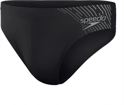 Speedo Badehose Medley Logo 7cm Brief SCHWARZ/GRAU