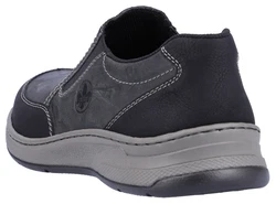 Rieker Slipper Schlupfschuh Halbschuh mit Stretcheinsätze Dunkelblau/Dunkelgrau/Grau