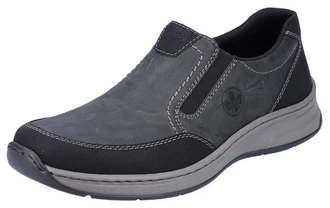 Rieker Slipper Schlupfschuh Halbschuh mit Stretcheinsätze Dunkelblau/Dunkelgrau/Grau