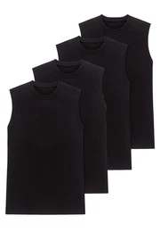 Unterhemd 4er Pack Essentials (Spar-Set, 4-St) Unterhemd / Tanktop - Baumwolle - Atmungsaktiv - Hohe Formstabilitt