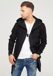 behype Strickjacke ELIJA Schwarz/Dunkelgrau/Grau