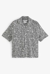 Next Kurzarmhemd mit Print Keith Haring Schwarz/Silber/Dunkelgrau/Grau