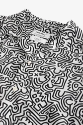 Next Kurzarmhemd mit Print Keith Haring Schwarz/Silber/Dunkelgrau/Grau