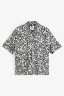 Next Kurzarmhemd mit Print Keith Haring Schwarz/Silber/Dunkelgrau/Grau