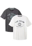 TOM TAILOR T-Shirt Logo T-Shirt 2-er Pack Kurzarm Set mit Logo Print (6356) Grau/Weiß (6356)