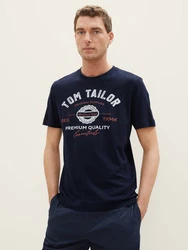 TOM TAILOR T-Shirt Logo T-Shirt 2-er Pack Kurzarm Set mit Logo Print (6356) Blau/Grau (6356)
