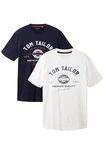TOM TAILOR T-Shirt Logo T-Shirt 2-er Pack Kurzarm Set mit Logo Print (6356) Blau/Weiß (6356)