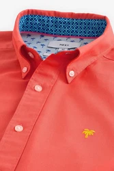 Next Kurzarmhemd Oxford-Hemd Orange/Rot
