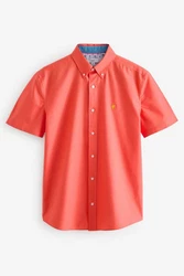 Next Kurzarmhemd Oxford-Hemd Orange/Rot