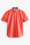 Next Kurzarmhemd Oxford-Hemd Orange/Rot