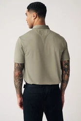 Next Bandeau-Bikini-Top Strukturiertes Golf-Polohemd Khaki/Braun/Dunkelgrün/Beige/Grau