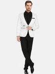 Allthemen Smoking Herren Jacquard Anzug Slim Fit 2 Teilig Anzug Grau/Silber/Weiß