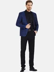 Allthemen Smoking Herren Jacquard Anzug Slim Fit 2 Teilig Anzug Blau/Dunkelblau