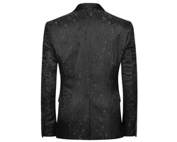 Allthemen Smoking Herren Jacquard Anzug Slim Fit 2 Teilig Anzug Schwarz/Grau/Dunkelgrau