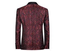 Allthemen Smoking Herren Jacquard Anzug Slim Fit 2 Teilig Anzug Bordeaux/Rot/Dunkelrot