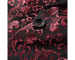 Allthemen Smoking Herren Jacquard Anzug Slim Fit 2 Teilig Anzug Bordeaux/Rot/Dunkelrot