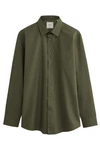 Next Langarmhemd Pflegeleichtes Slim Fit Hemd mit Sportmanschetten Dunkelgrün/Grün/Khaki