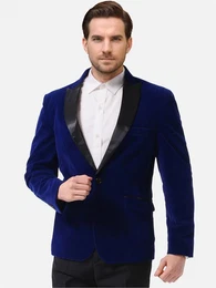 Smokingsakko Herren Sakko in Samt Optik Smokingjacke Regular Fit