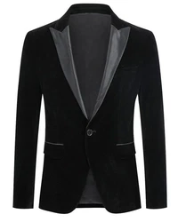 Allthemen Smokingsakko Herren Sakko Smokingjacke Regular Fit Schwarz/Braun