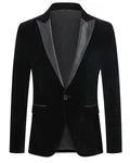 Allthemen Smokingsakko Herren Sakko Smokingjacke Regular Fit Schwarz/Braun