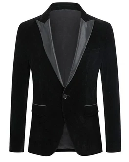 Allthemen Smokingsakko Herren Sakko Smokingjacke Regular Fit Schwarz/Braun