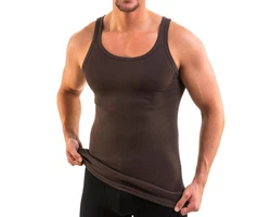 HERMKO Achselhemd Tank Top Herren 3000 Dunkelbraun/Khaki/Schwarz/Grau/Beige/Rot
