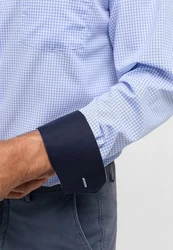 Eterna Langarmhemd MODERN FIT NON IRON Hellblau/Dunkelrot