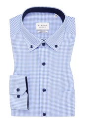 Eterna Langarmhemd MODERN FIT NON IRON Hellblau/Dunkelrot