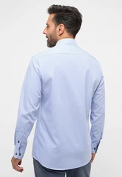 Eterna Langarmhemd MODERN FIT NON IRON Hellblau/Dunkelrot