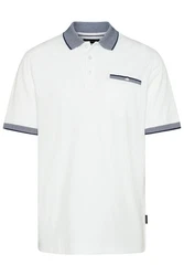 bugatti Poloshirt mit Kontraststreifen Grau/Hellblau/Weiß/Hellgrau