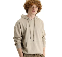 KIGILI Herren Kapuzen-Sweatshirt Regular Fit Khaki/Beige