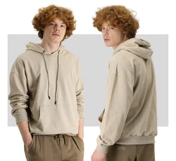 KIGILI Herren Kapuzen-Sweatshirt Regular Fit Khaki/Beige