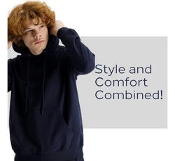 KIGILI Herren Kapuzen-Sweatshirt Regular Fit Dunkelblau/Hellblau/Blau/Braun