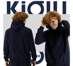KIGILI Herren Kapuzen-Sweatshirt Regular Fit Dunkelblau/Hellblau/Blau/Braun