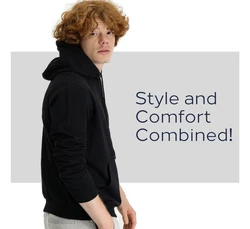 KIGILI Herren Kapuzen-Sweatshirt Regular Fit Schwarz/Braun/Hellblau