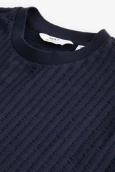 Next T-Shirt Relaxed Fit T-Shirt mit Seersucker-Struktur Dunkelblau
