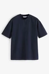 Next T-Shirt Relaxed Fit T-Shirt mit Seersucker-Struktur Dunkelblau
