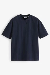 T-Shirt Relaxed Fit T-Shirt mit Seersucker-Struktur (1-tlg)