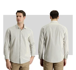 KIGILI Herrenhemd Langarm  Khaki/Grau/Beige/Braun