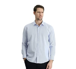 KIGILI Herrenhemd Langarm  Hellblau/Blau