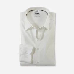 OLYMP Businesshemd Level Five body fit Weiß/Creme/Khaki